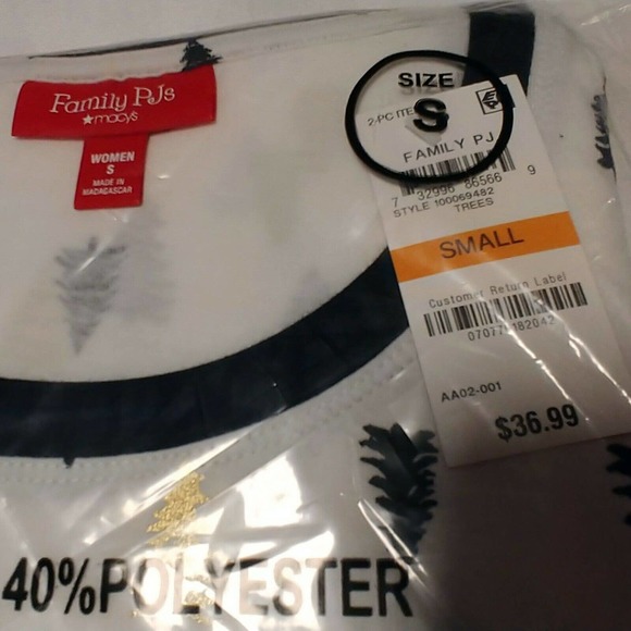 Family PJ's Womens Pajamas White Size Small Trees Top Pants Holiday Christmas - Picture 6 of 7